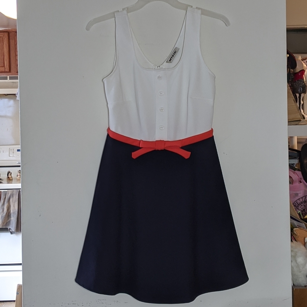 Mystic Navy and White Vintage Style Dress